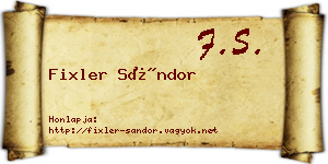 Fixler Sándor névjegykártya